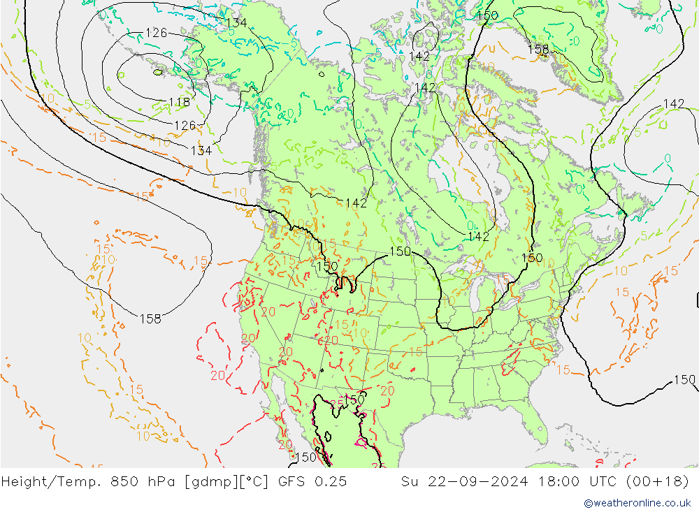 Z500/Rain (+SLP)/Z850 GFS 0.25 星期日 22.09.2024 18 UTC