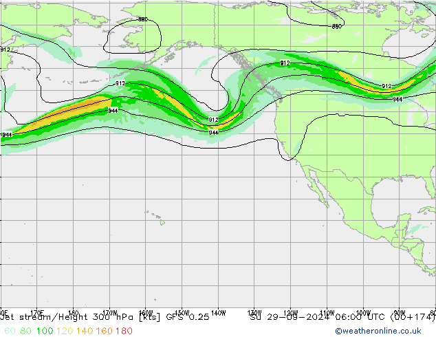 Jet stream/Height 300 hPa GFS 0.25 Su 29.09.2024 06 UTC