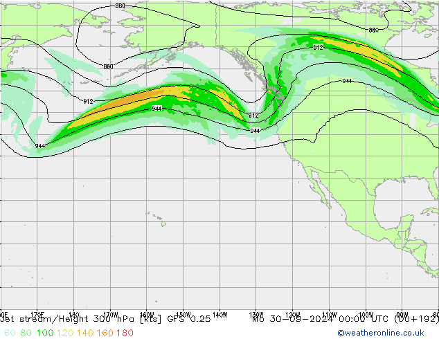 Jet Akımları GFS 0.25 Pzt 30.09.2024 00 UTC