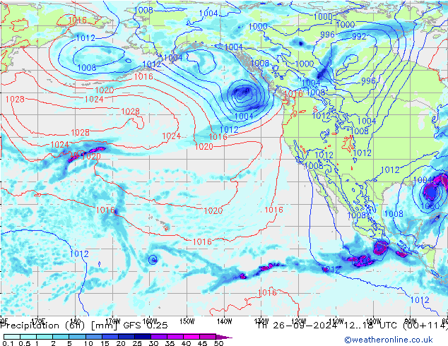 Z500/Rain (+SLP)/Z850 GFS 0.25 чт 26.09.2024 18 UTC