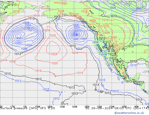 Surface pressure GFS 0.25 Su 29.09.2024 06 UTC