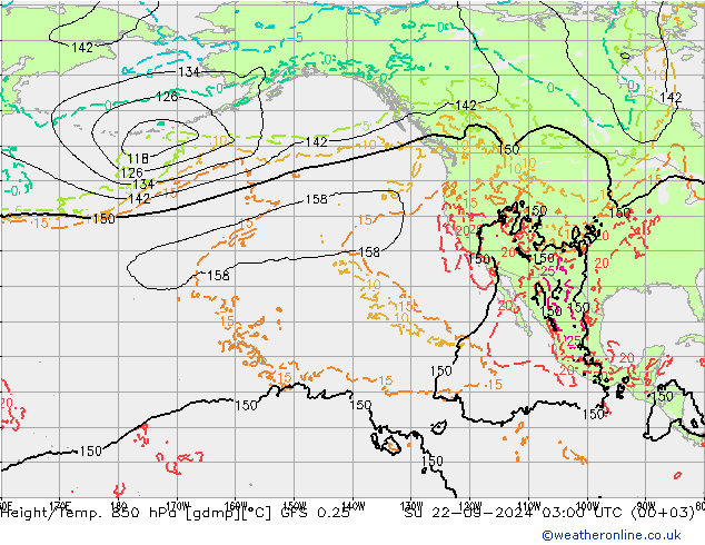 Z500/Rain (+SLP)/Z850 GFS 0.25 Вс 22.09.2024 03 UTC