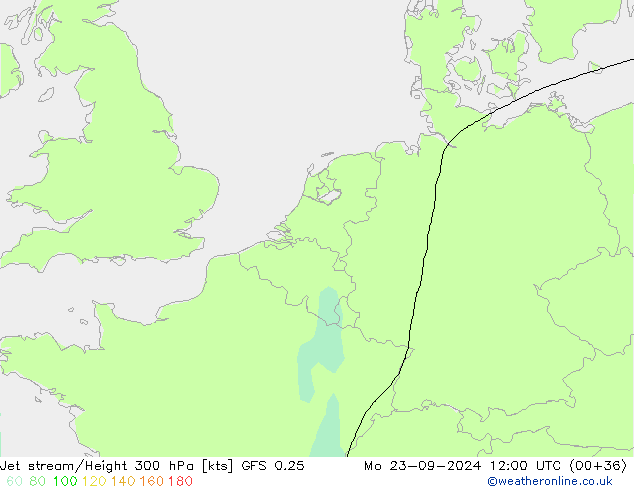 Straalstroom GFS 0.25 ma 23.09.2024 12 UTC