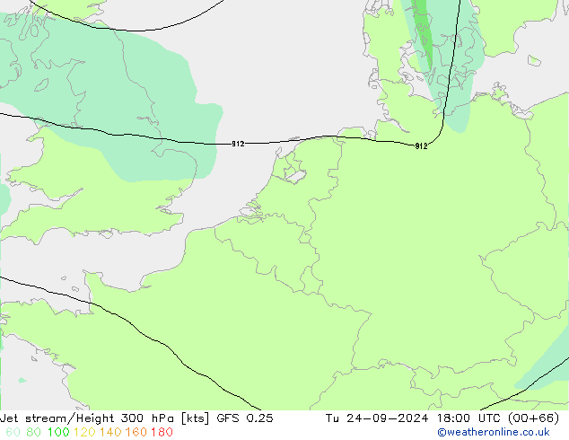 Corrente a getto GFS 0.25 mar 24.09.2024 18 UTC