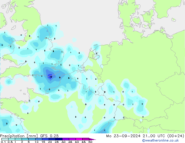 осадки GFS 0.25 пн 23.09.2024 00 UTC