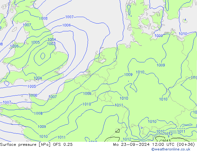 GFS 0.25: Mo 23.09.2024 12 UTC