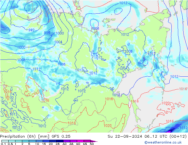 Z500/Rain (+SLP)/Z850 GFS 0.25 Su 22.09.2024 12 UTC