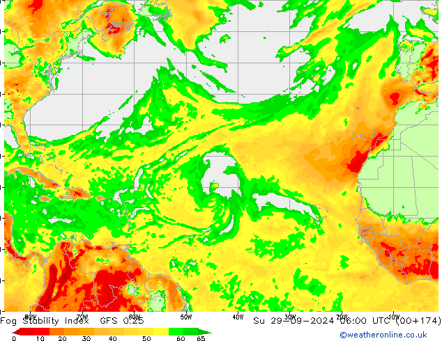 Fog Stability Index GFS 0.25 Su 29.09.2024 06 UTC