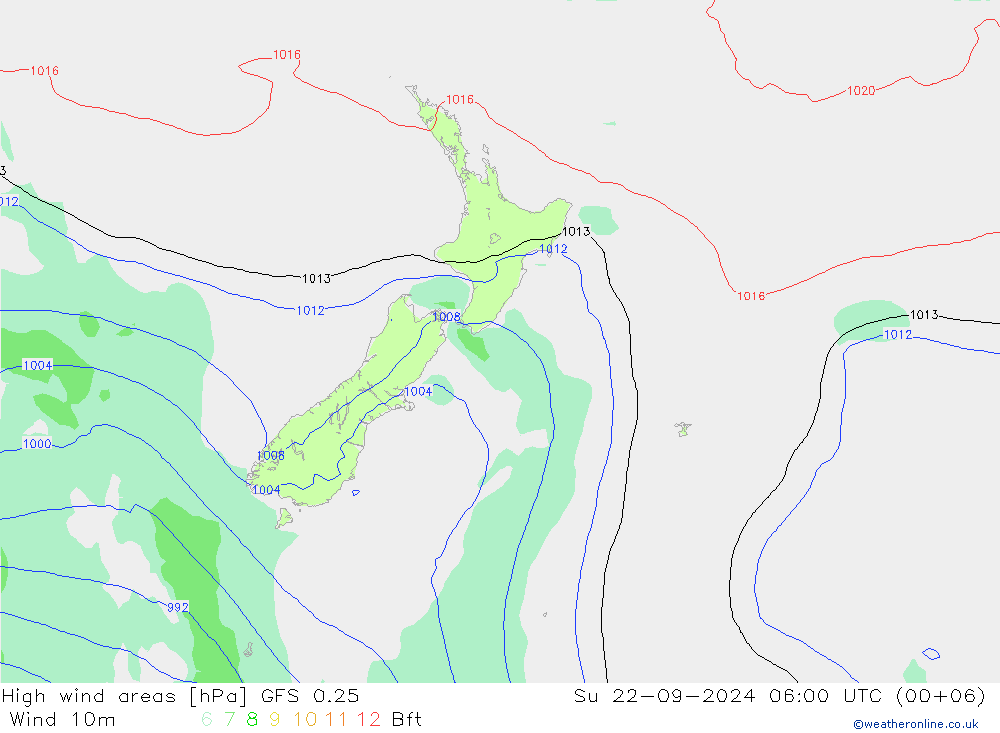 High wind areas GFS 0.25 dom 22.09.2024 06 UTC