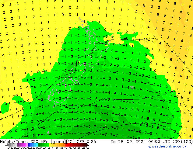 Z500/Rain (+SLP)/Z850 GFS 0.25 So 28.09.2024 06 UTC