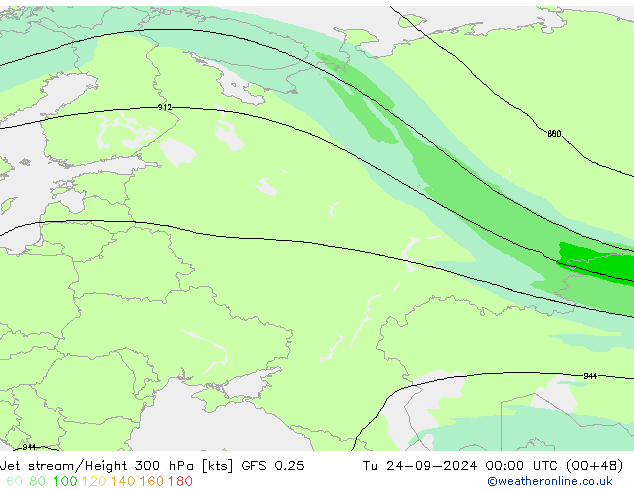 Jet stream/Height 300 hPa GFS 0.25 Tu 24.09.2024 00 UTC