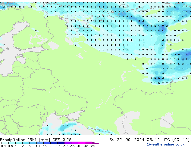 Z500/Rain (+SLP)/Z850 GFS 0.25 Dom 22.09.2024 12 UTC