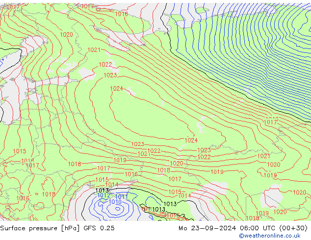 GFS 0.25: Po 23.09.2024 06 UTC