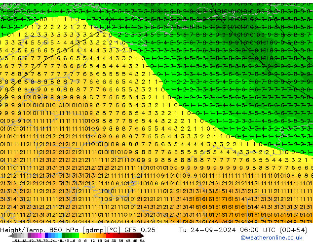 Z500/Regen(+SLP)/Z850 GFS 0.25 di 24.09.2024 06 UTC