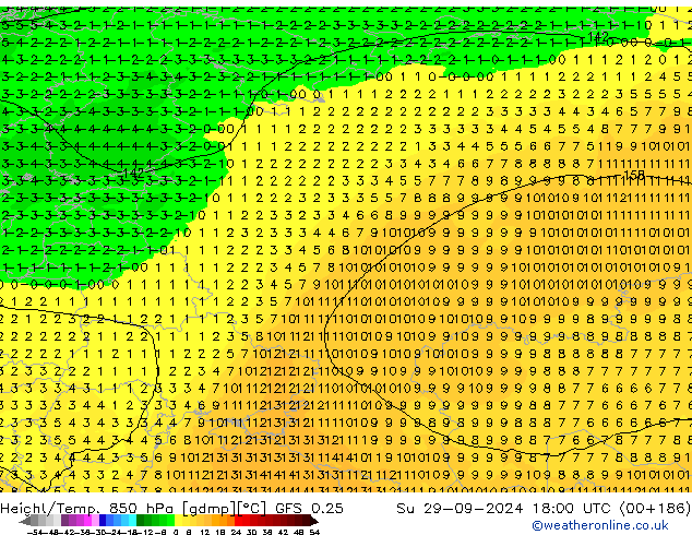 Z500/Rain (+SLP)/Z850 GFS 0.25 Su 29.09.2024 18 UTC