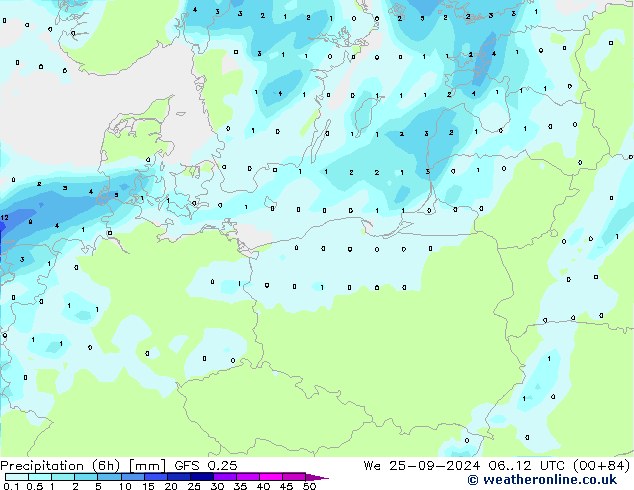 Z500/Rain (+SLP)/Z850 GFS 0.25 mer 25.09.2024 12 UTC