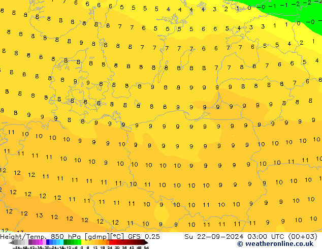 Z500/Rain (+SLP)/Z850 GFS 0.25 So 22.09.2024 03 UTC