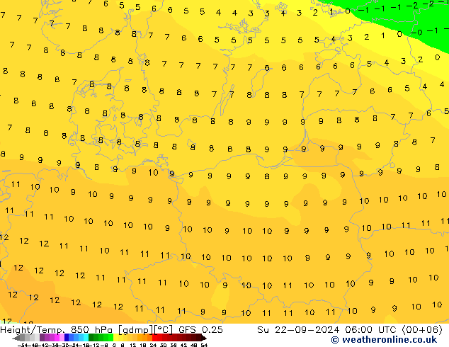 Z500/Rain (+SLP)/Z850 GFS 0.25 So 22.09.2024 06 UTC