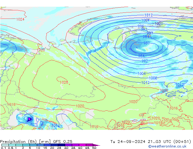 Z500/Regen(+SLP)/Z850 GFS 0.25 di 24.09.2024 03 UTC