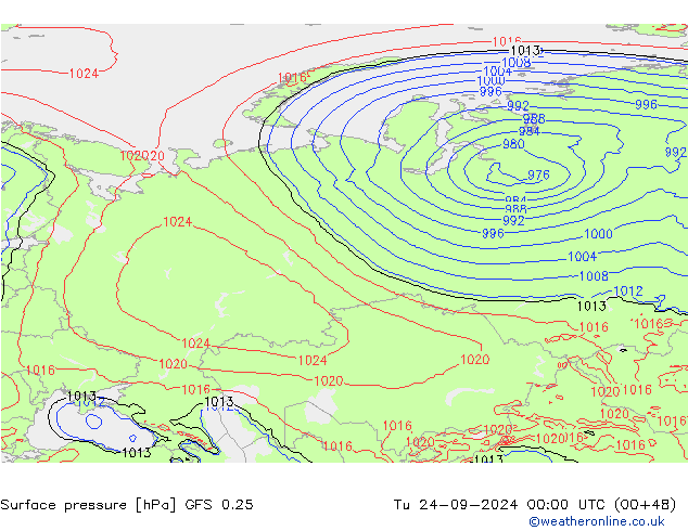 GFS 0.25: Út 24.09.2024 00 UTC