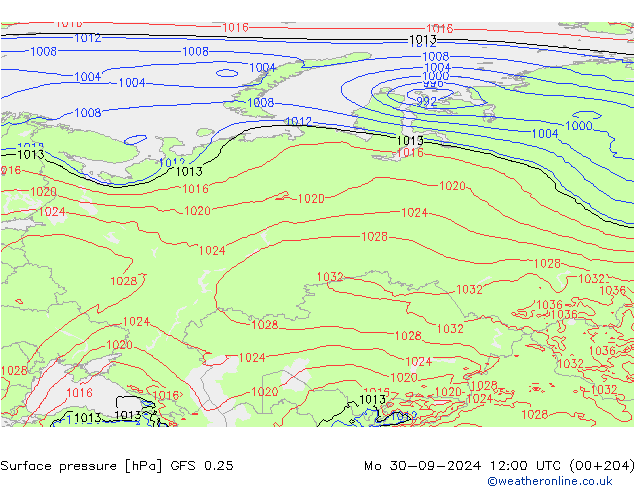 GFS 0.25: Po 30.09.2024 12 UTC