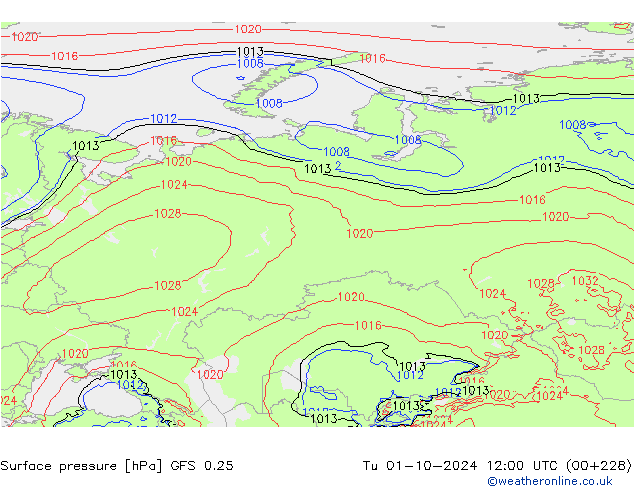 GFS 0.25: Ter 01.10.2024 12 UTC