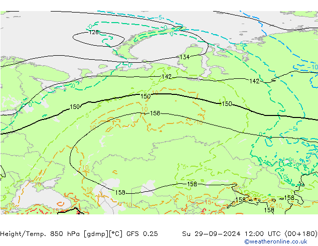 Z500/Yağmur (+YB)/Z850 GFS 0.25 Paz 29.09.2024 12 UTC