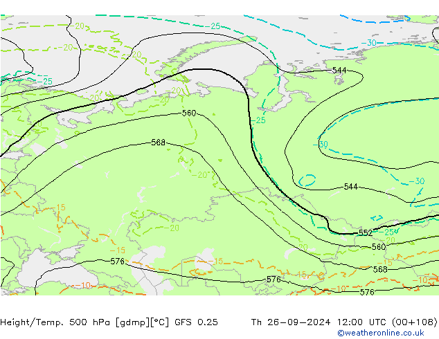 Z500/Regen(+SLP)/Z850 GFS 0.25 do 26.09.2024 12 UTC