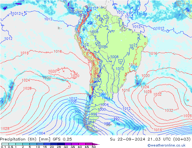 Z500/Rain (+SLP)/Z850 GFS 0.25 dom 22.09.2024 03 UTC