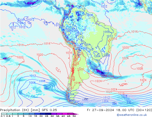 Z500/Rain (+SLP)/Z850 GFS 0.25 Pá 27.09.2024 00 UTC