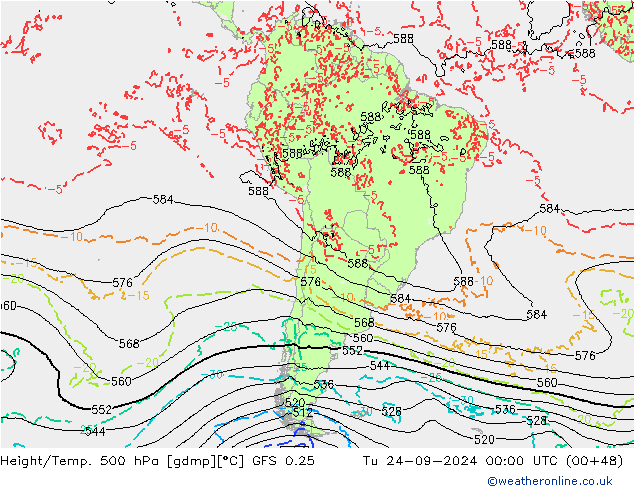 Z500/Rain (+SLP)/Z850 GFS 0.25 вт 24.09.2024 00 UTC