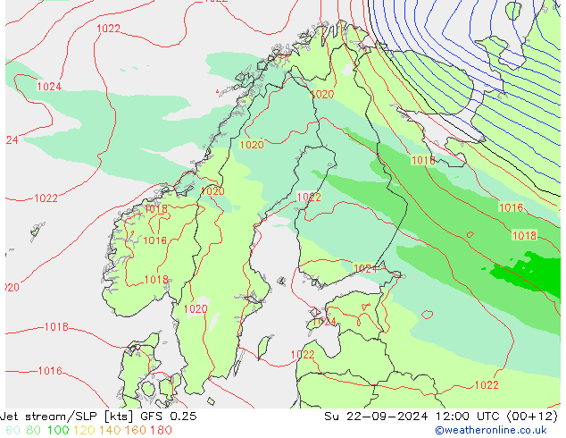 Polarjet/Bodendruck GFS 0.25 So 22.09.2024 12 UTC