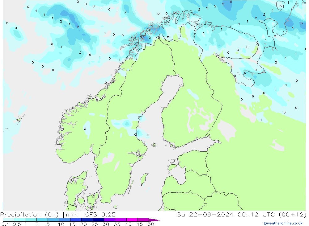 Z500/Rain (+SLP)/Z850 GFS 0.25 Su 22.09.2024 12 UTC