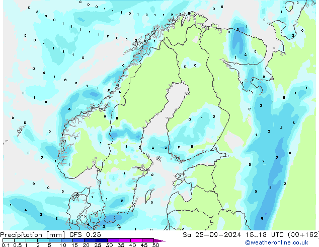 Neerslag GFS 0.25 za 28.09.2024 18 UTC