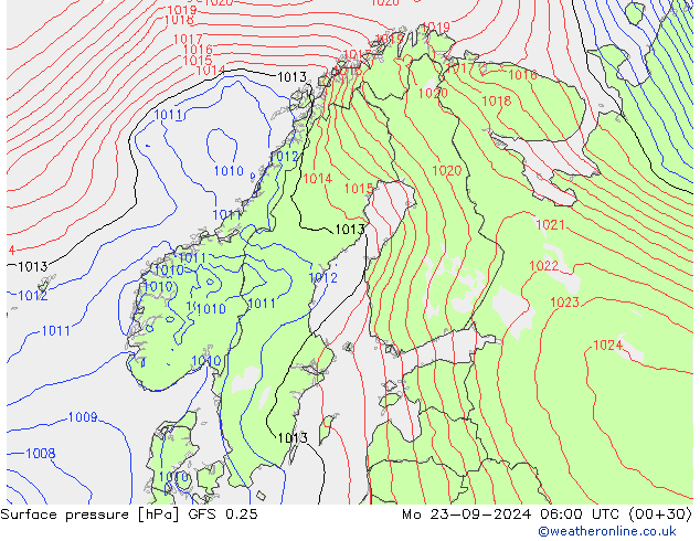 GFS 0.25: Po 23.09.2024 06 UTC