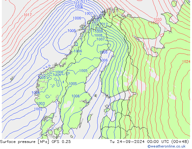 GFS 0.25: Út 24.09.2024 00 UTC