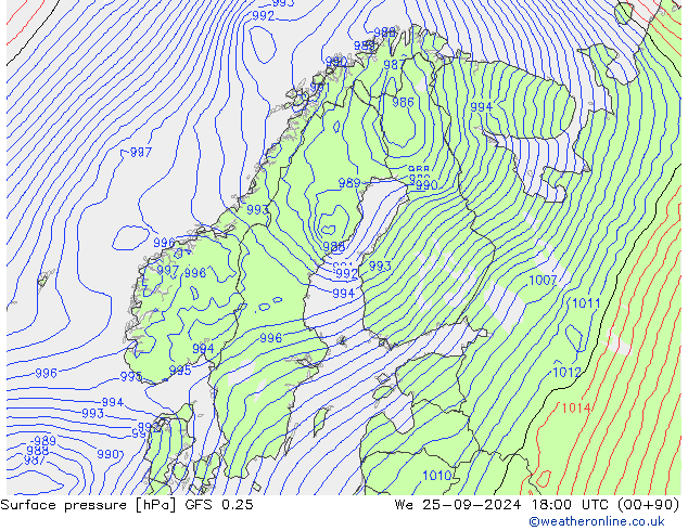 GFS 0.25: wo 25.09.2024 18 UTC