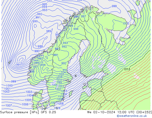 GFS 0.25: Mi 02.10.2024 12 UTC