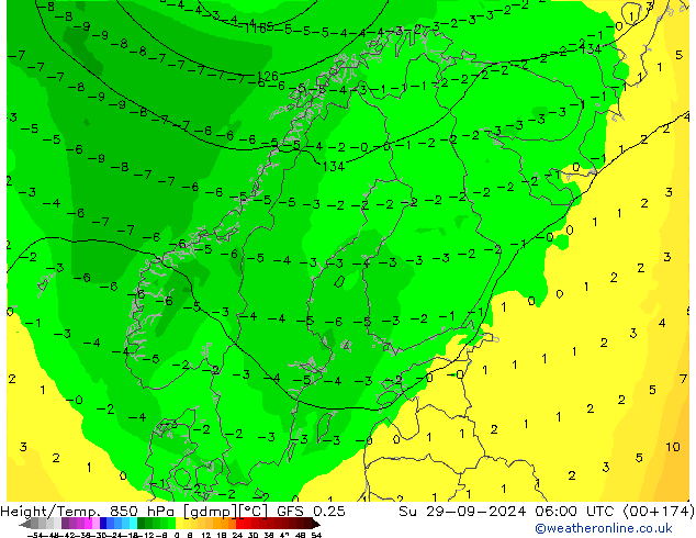 Z500/Rain (+SLP)/Z850 GFS 0.25 Вс 29.09.2024 06 UTC