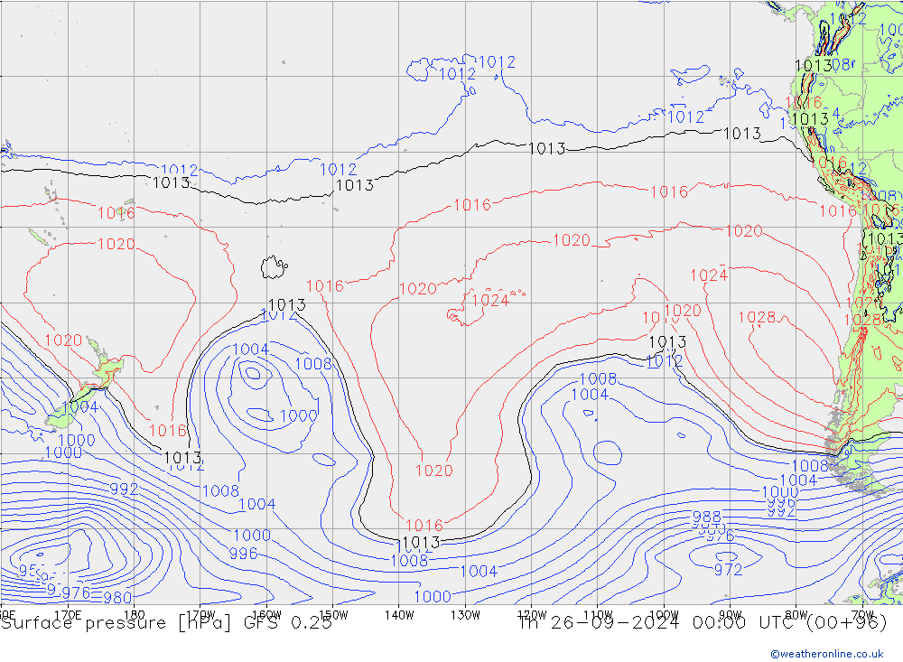 pressão do solo GFS 0.25 Qui 26.09.2024 00 UTC