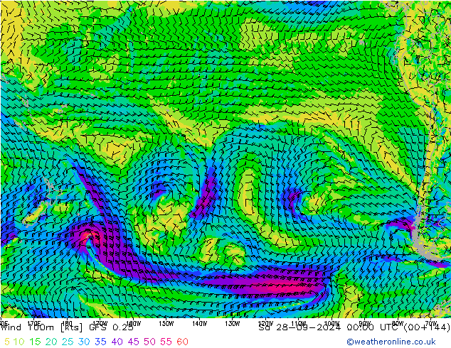 Wind 100m GFS 0.25 So 28.09.2024 00 UTC