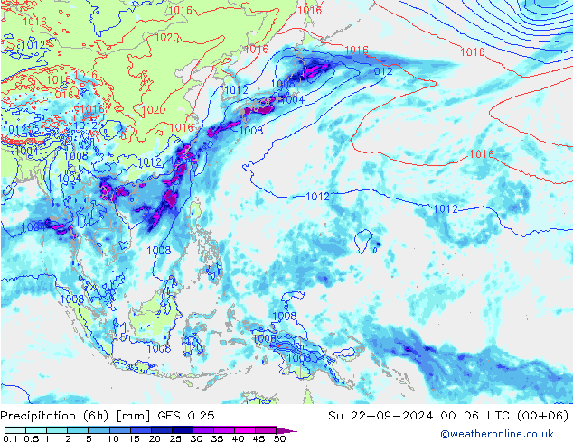 Z500/Rain (+SLP)/Z850 GFS 0.25 Ne 22.09.2024 06 UTC