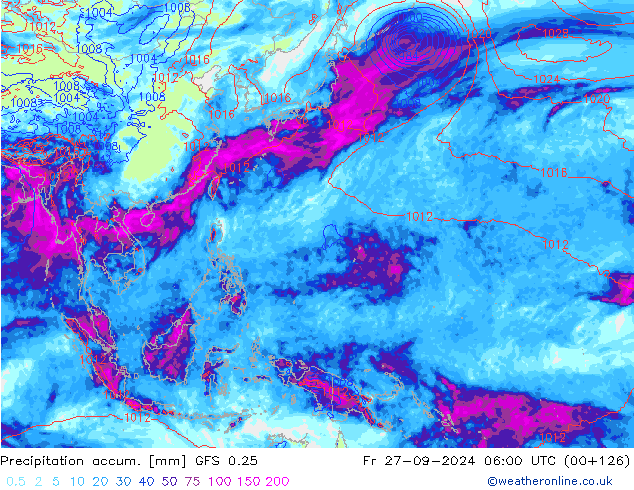 Nied. akkumuliert GFS 0.25 Fr 27.09.2024 06 UTC