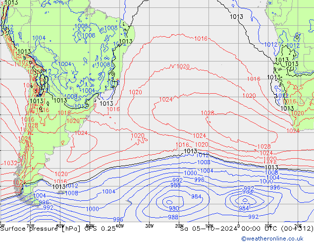 GFS 0.25: Sa 05.10.2024 00 UTC