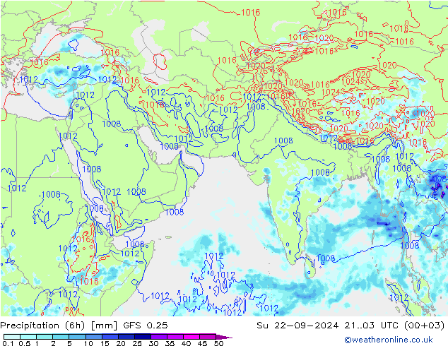 Z500/Rain (+SLP)/Z850 GFS 0.25 dom 22.09.2024 03 UTC