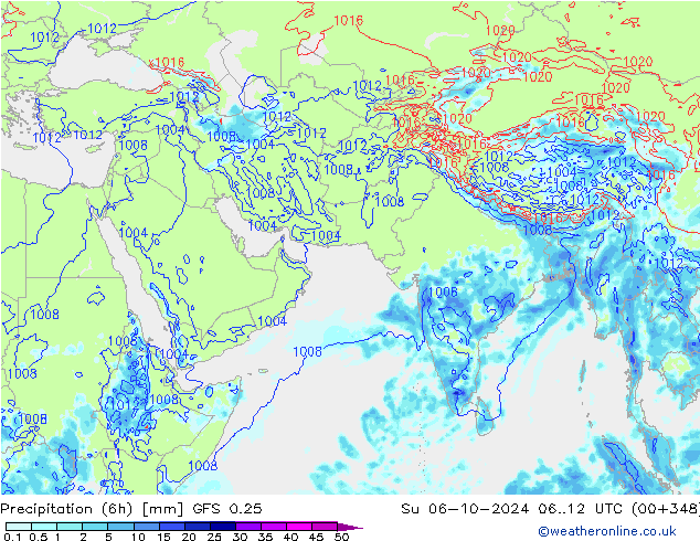 Z500/Rain (+SLP)/Z850 GFS 0.25 So 06.10.2024 12 UTC