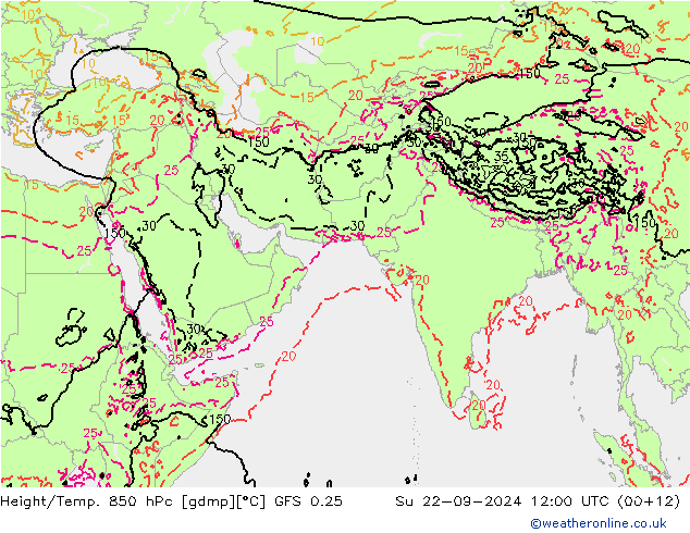 Z500/Rain (+SLP)/Z850 GFS 0.25 星期日 22.09.2024 12 UTC