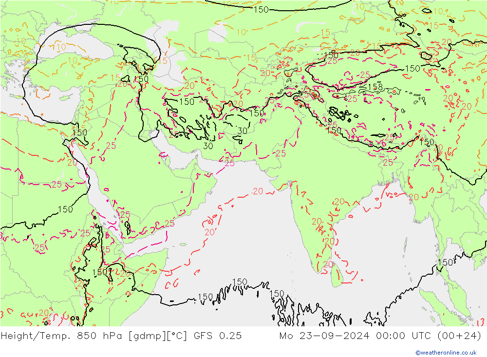 Z500/Rain (+SLP)/Z850 GFS 0.25 Mo 23.09.2024 00 UTC