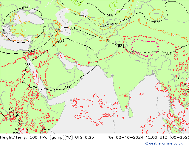 Z500/Rain (+SLP)/Z850 GFS 0.25 ��� 02.10.2024 12 UTC