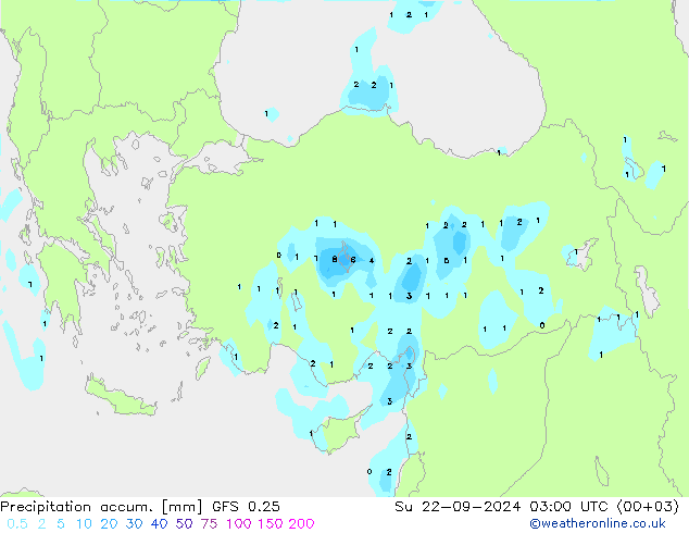 Nied. akkumuliert GFS 0.25 So 22.09.2024 03 UTC